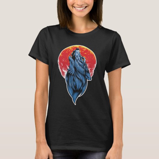 Howling Wolf Illustratie T-shirt (Voorkant)