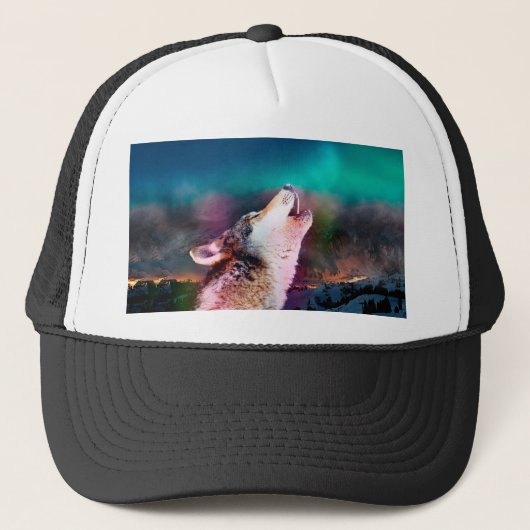 Howling wolf in de bergen trucker pet (Voorkant)