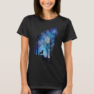 Howling Wolf in de Maan Sky Galaxy Wolf Wild Anim T-shirt