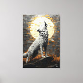 Howling Wolf in dynamische Impasto-stijl Canvas Afdruk (Voorkant)