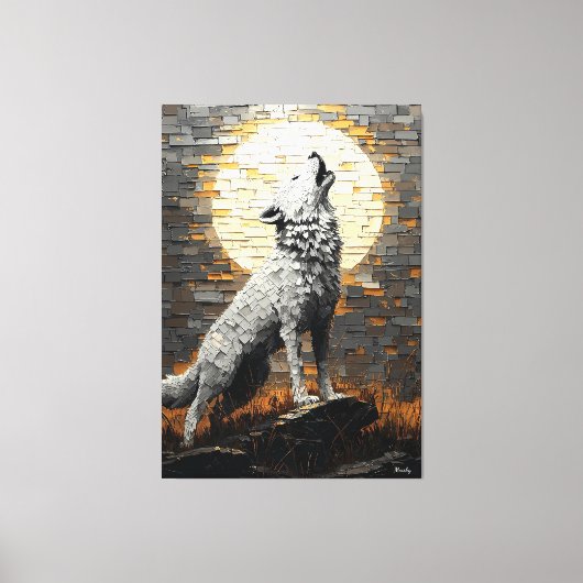 Howling Wolf in dynamische Impasto-stijl Canvas Afdruk (Voorkant)