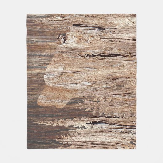 Howling Wolf in getextureerd hout Fleece Deken (Voorkant)