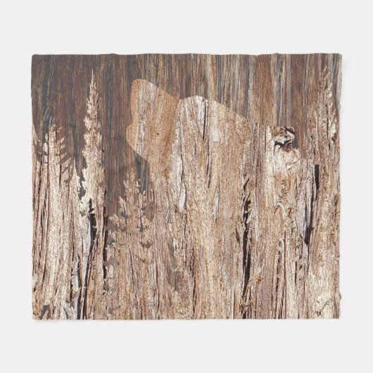 Howling Wolf in getextureerd hout Fleece Deken (Voorkant (Horizontaal))