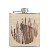 Howling Wolf in getextureerd hout Heupfles (Voorkant)