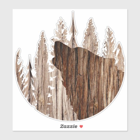 Howling Wolf in getextureerd hout Sticker (Vel)