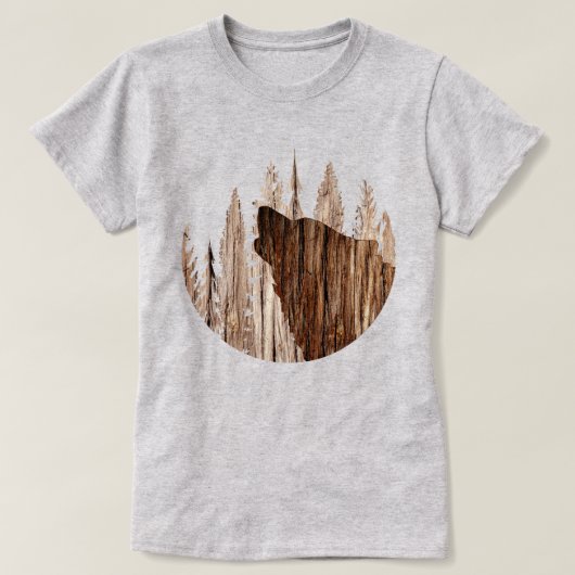 Howling Wolf in getextureerd hout T-shirt (Design voorkant)