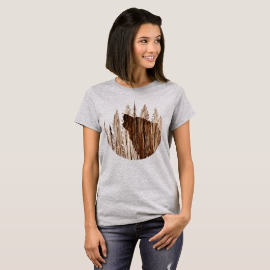 Howling Wolf in getextureerd hout T-shirt (Voorkant volledig)