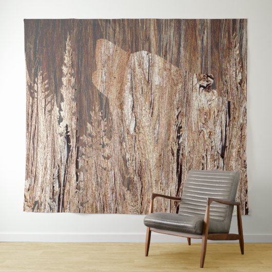 Howling Wolf in getextureerd hout Wandkleed (In Situ (horizontaal))