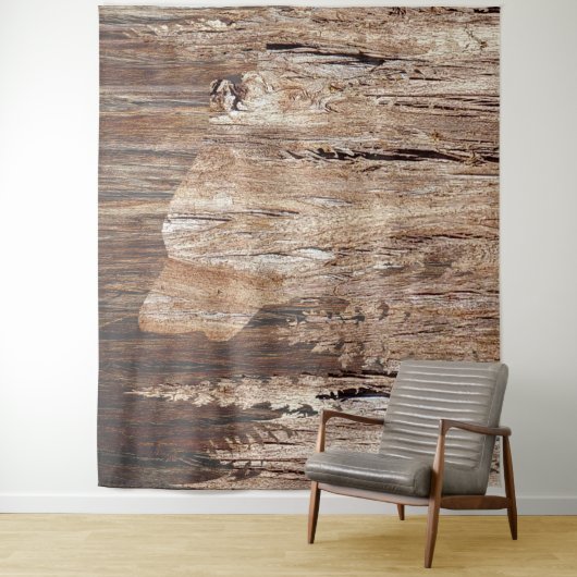 Howling Wolf in getextureerd hout Wandkleed (In situ)