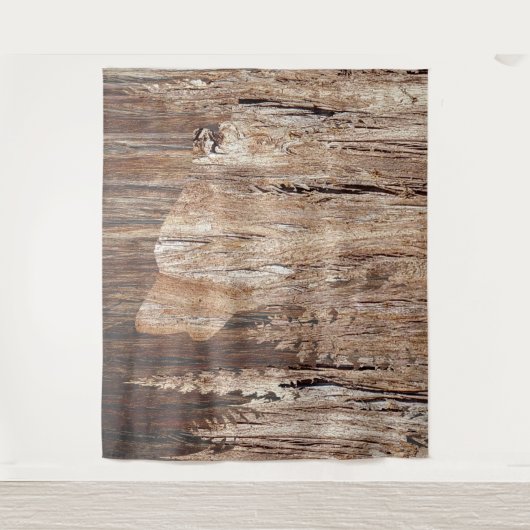 Howling Wolf in getextureerd hout Wandkleed (Voorkant)