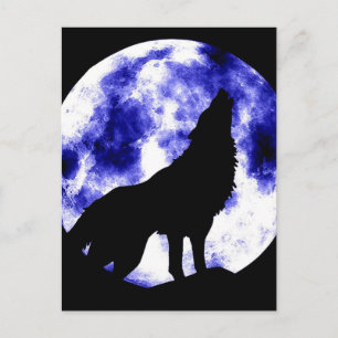 Howling Wolf in Moon Briefkaart