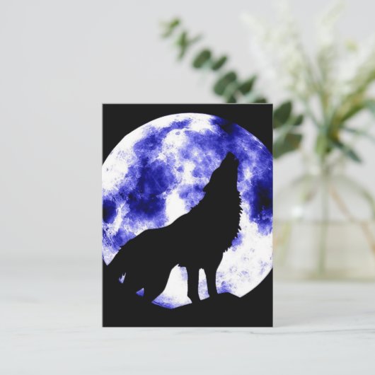 Howling Wolf in Moon Feestdagenkaart (Staand voorkant)