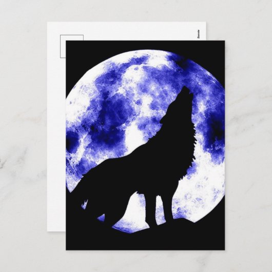Howling Wolf in Moon Feestdagenkaart (Voorkant / Achterkant)