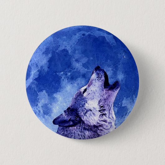 Howling Wolf in Moon Ronde Button 5,7 Cm (Voorkant)