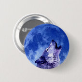 Howling Wolf in Moon Ronde Button 5,7 Cm (Voorkant /achterkant)