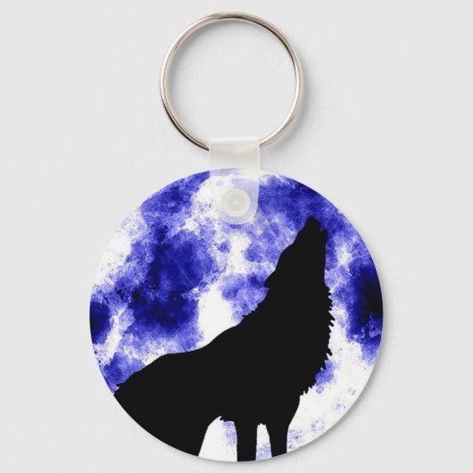Howling Wolf in Moon Sleutelhanger (Voorkant)