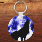 Howling Wolf in Moon Sleutelhanger (Voorkant)