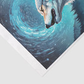 Howling wolf in mountain forest with star trail tissuepapier (Detail)