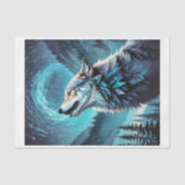 Howling wolf in mountain forest with star trail tissuepapier (Voorkant)