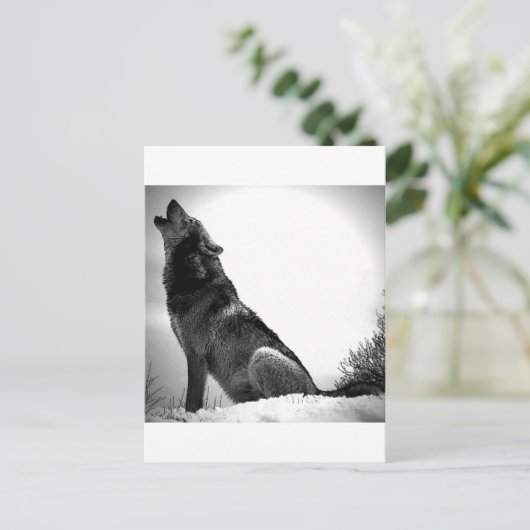 Howling Wolf in sneeuw Briefkaart (Staand voorkant)