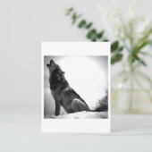 Howling Wolf in sneeuw Feestdagenkaart (Staand voorkant)
