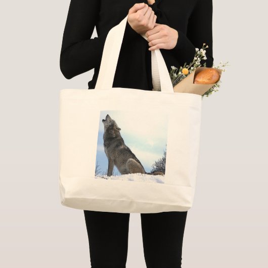 Howling Wolf in sneeuw Grote Tote Bag (Voorkant (product))