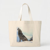 Howling Wolf in sneeuw Grote Tote Bag (Voorkant)