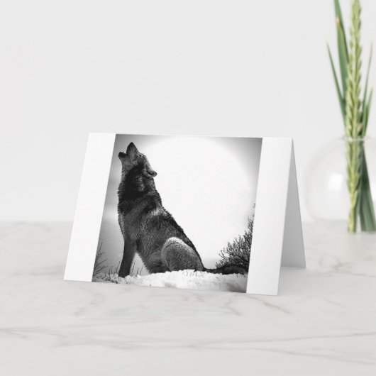 Howling Wolf in sneeuw Kaart (Voorkant)