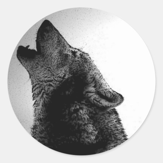 Howling Wolf in sneeuw Ronde Sticker (Voorkant)
