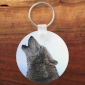 Howling Wolf in sneeuw Sleutelhanger (Voorkant)