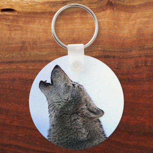 Howling Wolf in sneeuw Sleutelhanger (Voorkant)