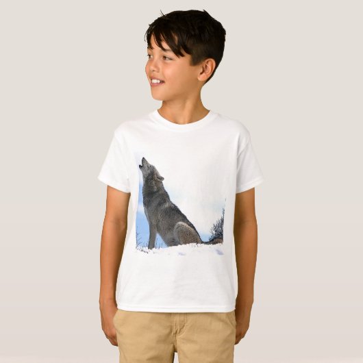 Howling Wolf in sneeuw T-shirt (Voorkant volledig)