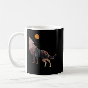 Howling Wolf in The Moon Sky Wolf Vikings Wild Lif Koffiemok