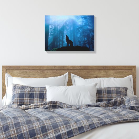 Howling Wolf in Wilderness Canvas Afdruk (Insitu (Slaapkamer))