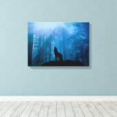 Howling Wolf in Wilderness Canvas Afdruk (Insitu (Houten vloer))
