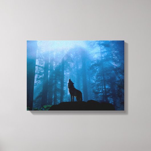 Howling Wolf in Wilderness Canvas Afdruk (Voorkant)