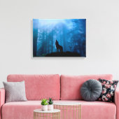 Howling Wolf in Wilderness Canvas Afdruk (Insitu (Woonkamer))