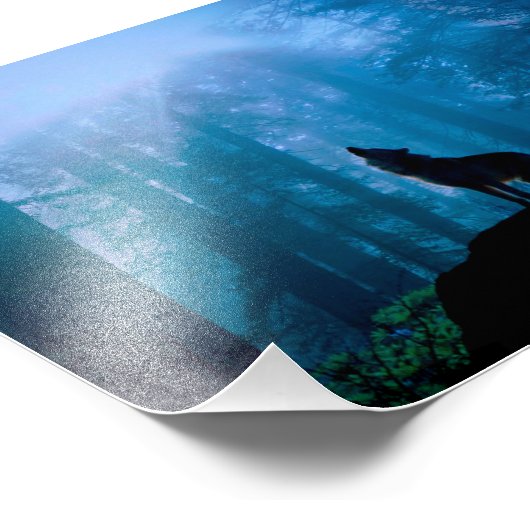 Howling Wolf in Wilderness Foto Afdruk (Hoek)