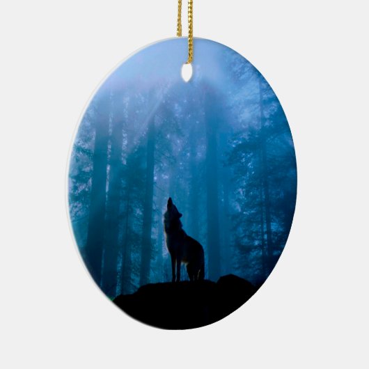 Howling Wolf in Wilderness Keramisch Ornament (Rechts)