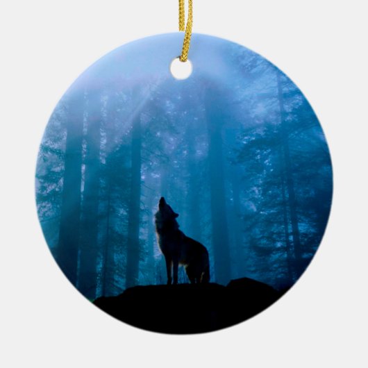 Howling Wolf in Wilderness Keramisch Ornament (Voorkant)