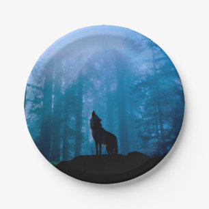 Howling Wolf in Wilderness Papieren Bordje