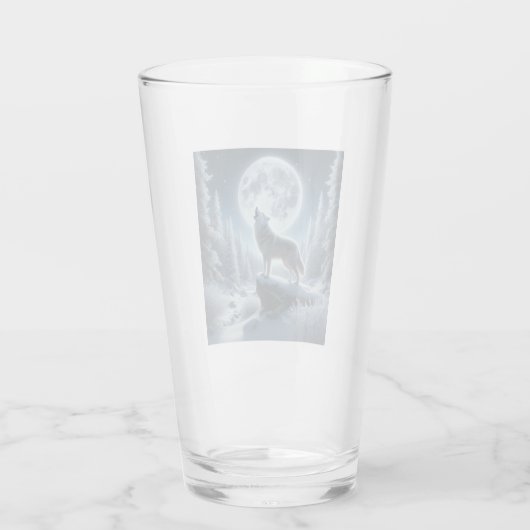 Howling Wolf In Winter Glas (Achterkant)