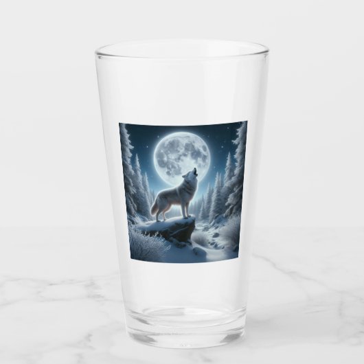 Howling Wolf In Winter Glas (Voorkant)