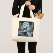 Howling Wolf In Winter Grote Tote Bag (Voorkant (product))