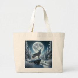 Howling Wolf In Winter Grote Tote Bag