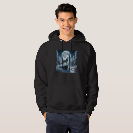 Howling Wolf In Winter Hoodie (Voorkant volledig)