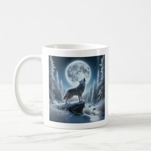 Howling Wolf In Winter Koffiemok (Links)