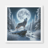Howling Wolf In Winter Magneet (Voorkant)
