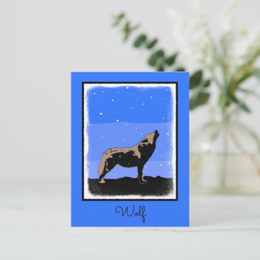 Howling Wolf in Winter - Oorspronkelijke Wilde Kun Briefkaart (Staand voorkant)