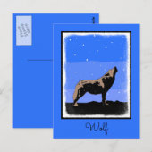 Howling Wolf in Winter - Oorspronkelijke Wilde Kun Briefkaart (Voorkant / Achterkant)
